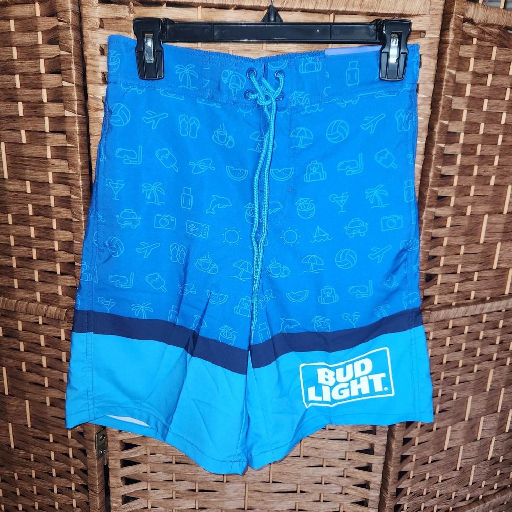 Bud Light Board Shorts Size Mens Small - Swimming Trunks - Blue - NWT